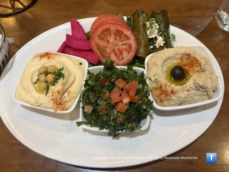 Vegetarian Mediterranean platter at Joe's Deli in Rocky River, Ohio 