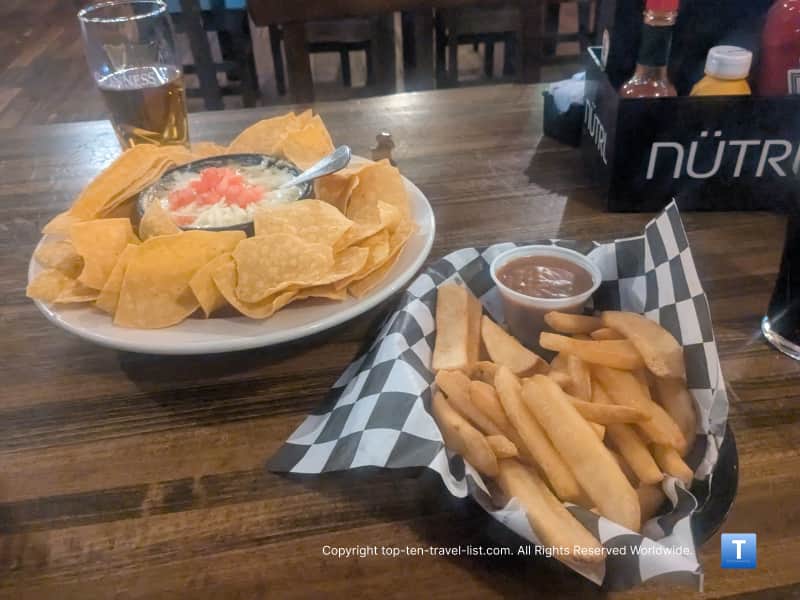 Curry fries and spinach artichoke dip at P.J. McIntyres Irish Pub in Cleveland