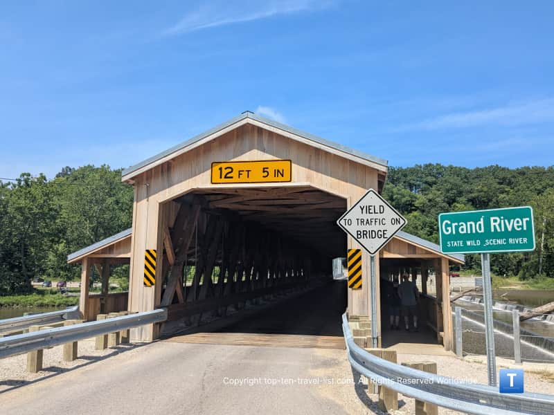 Harpersfield covered bridge view in Ohio