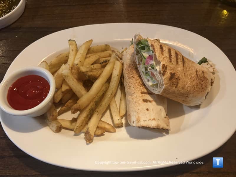 Hummus falafel rolled pita at Tazza in Rocky River, OH