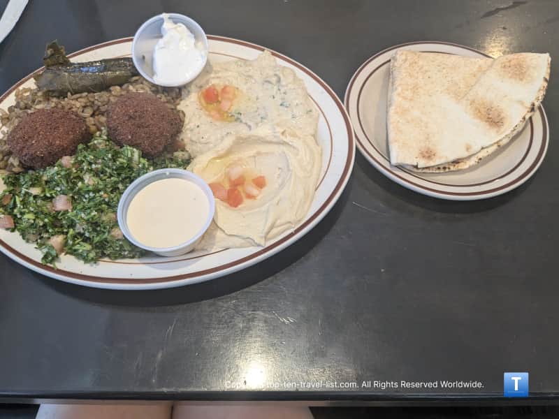 Vegetarian combo plate at Sittoo's Lebanese Grill in Parma Heights, OH