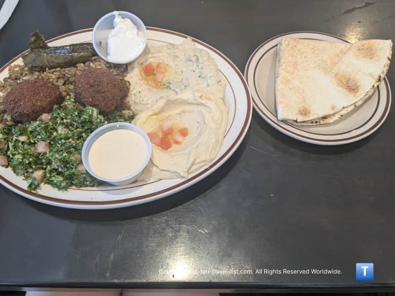 Vegetarian platter at Frank's Falafel House in Cleveland