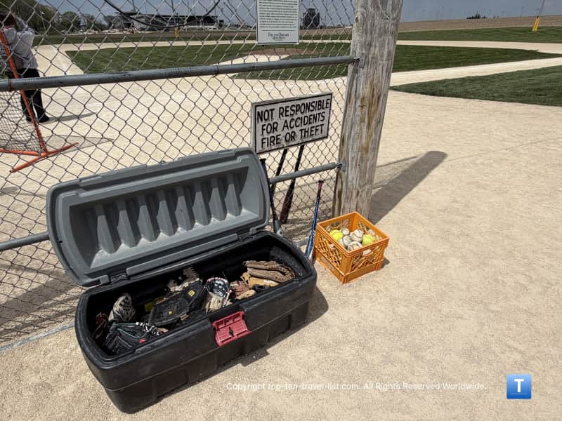 Baseball equipment at the Field of Dreams movie site
