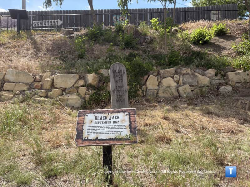 Grave marker of the first person killed in Dodge City Kansas at the Boot Hill Cemetery