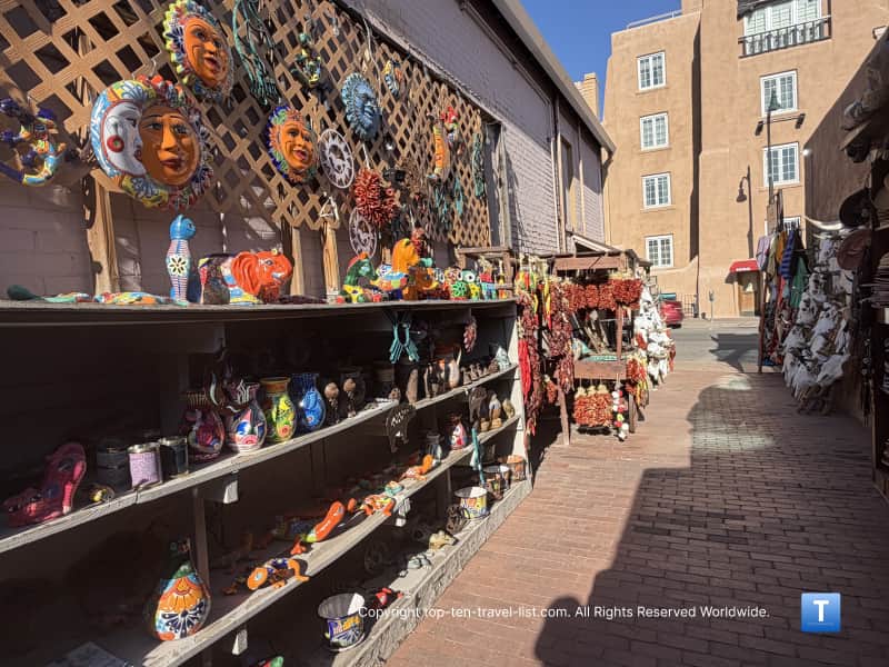 Mexican Talavera art at a shop at Santa Fe Plaza