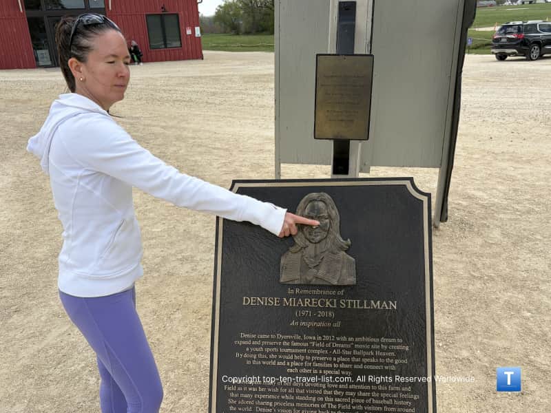 Denise Stillman memorial plaque at the Field of Dreams movie site