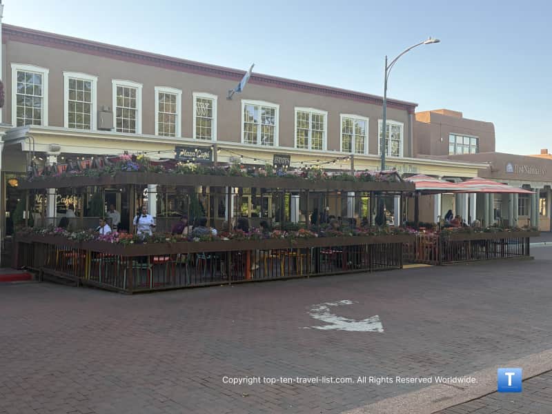 The Plaza Cafe outdoor dining in Santa Fe, NM