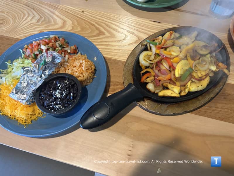 Veggie fajitas at Cien Agave