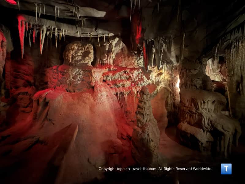 Stalactites and stalagmites in the cave of Henry Doorly Zoo nocturnal exhibit