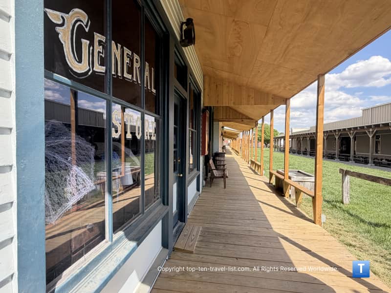 Wooden boardwalk along Front Street at the Boot Hill Museum