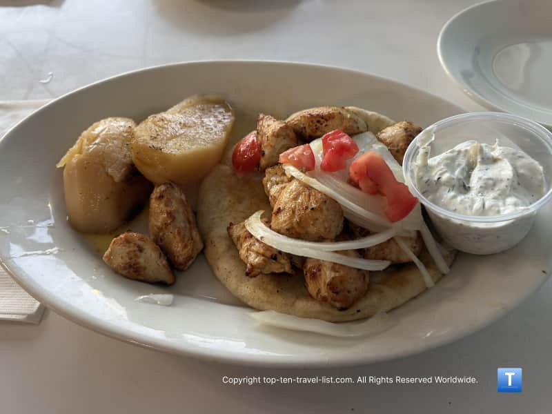Chicken gyro platter at Jim and Jennie's Greek Village in Omaha, NE