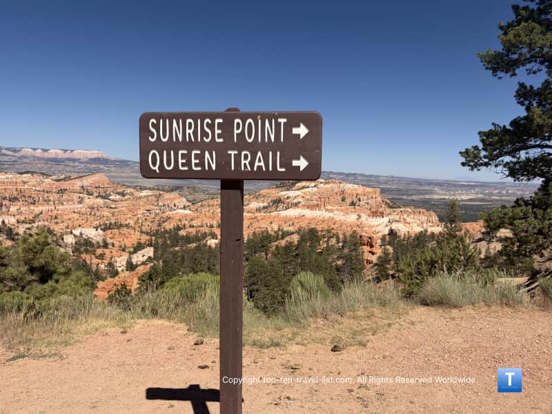 Sunrise point sign at Bryce Canyon National Park