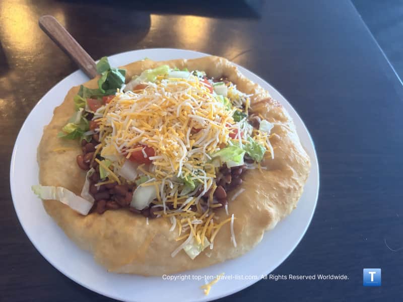 Vegetarian Navajo taco at The Fry Bread Lounge in Scottsdale