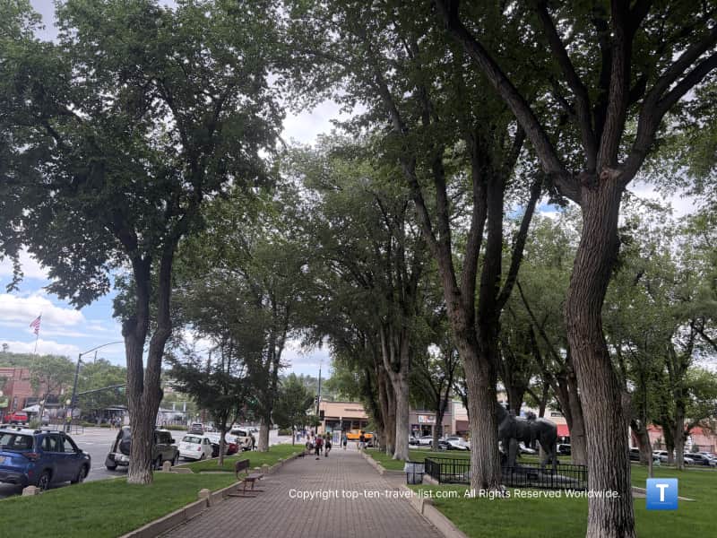 Tree lined path around the Yavapai County Courthouse in Prescott