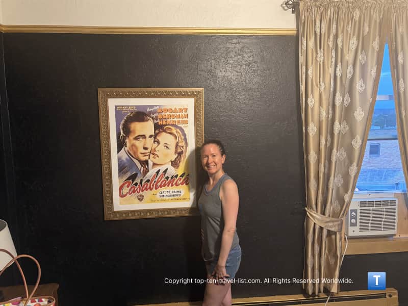 Casablanca movie poster in Room 409 at the Monte Vista in Flagstaff