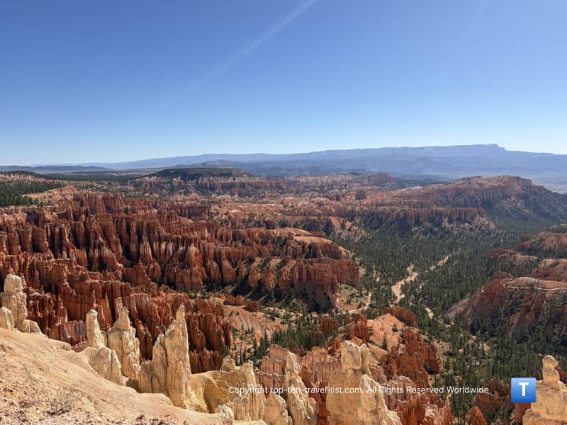 Great view of red hoodoos from Inspiration Point at Bryce Canyon