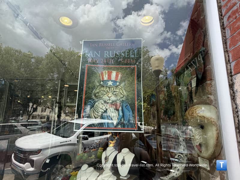 Cat artwork at Ian Russell art gallery in Prescott