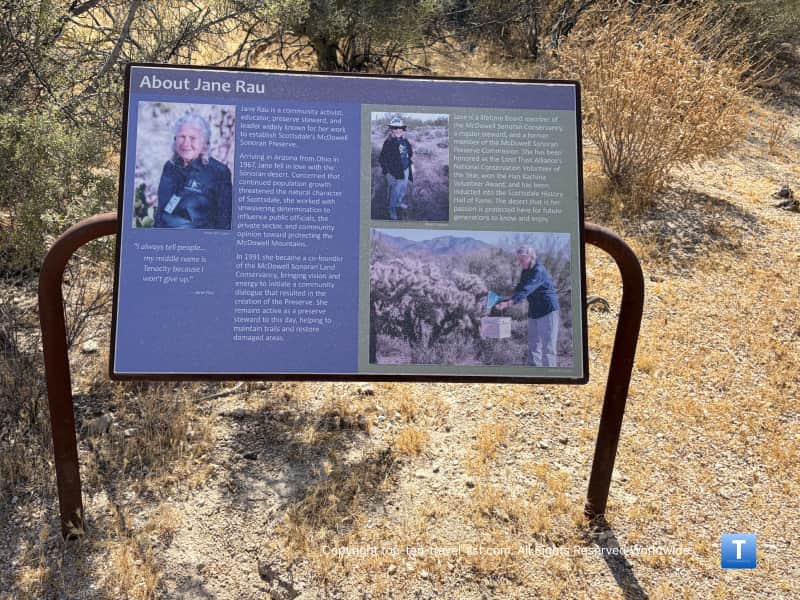 Jane Rau info sign at the McDowell Sonoran Preserve in Scottsdale