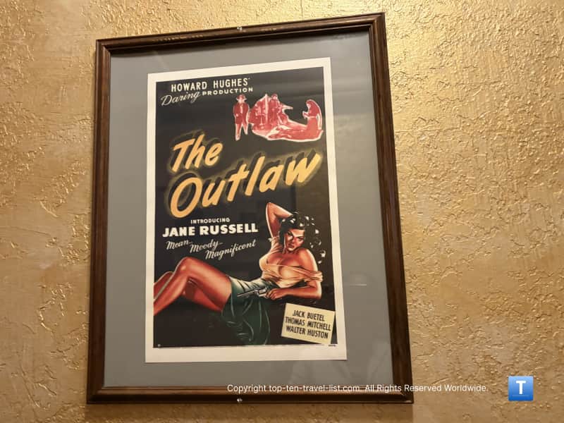 The Outlaw movie poster in the Monte Vista hallway