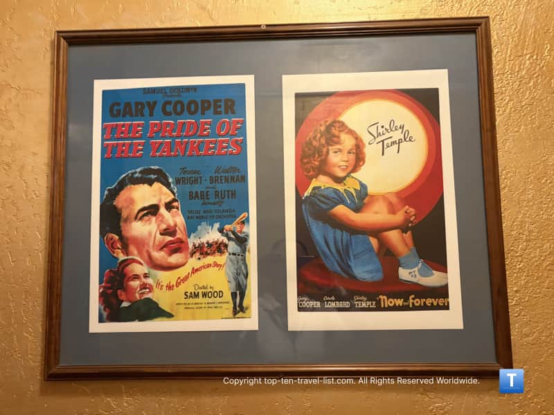 Old movie posters in the hallway of the Monte Vista hotel