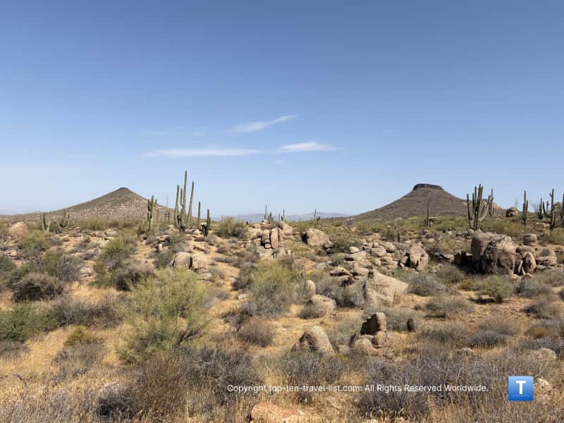 Pretty mountain scenery on the Jane Rau Interpretive Trail at the Scottsdale McDowell Sonoran Preserve