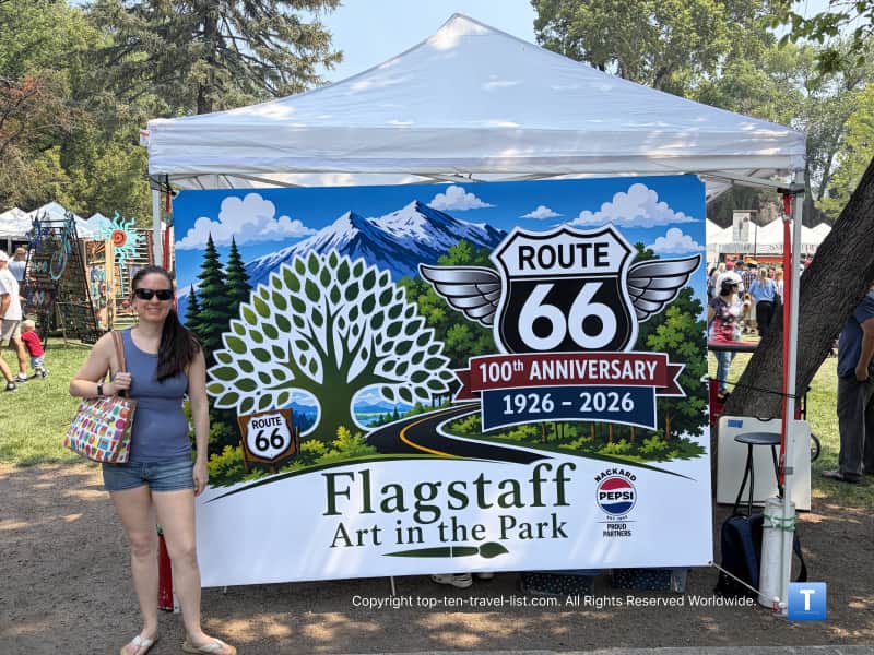 Art in the Park Rt. 66 sign in Flagstaff