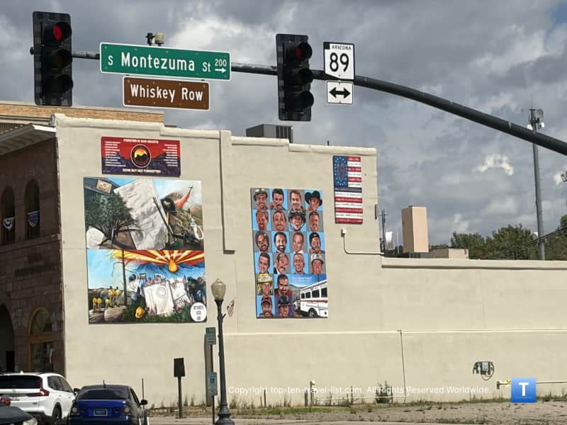 Whiskey Row and Montezuma street signs in Prescott, Arizona 